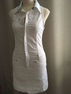 Платье белое джинс х/б 44