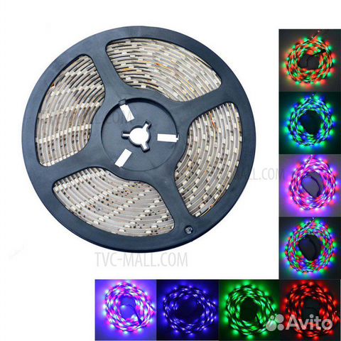 Светодиодная RGB лента 5м самоклеющаяся с чипом