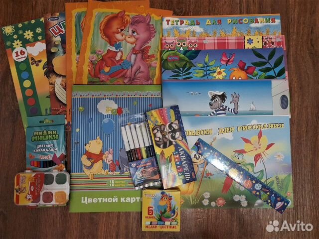 Цветные карандаши,альбомы,цветная бумага