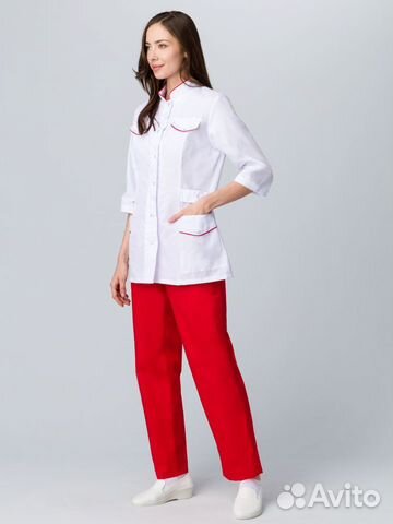 Костюм женский Орхидея медицинский белый/красный