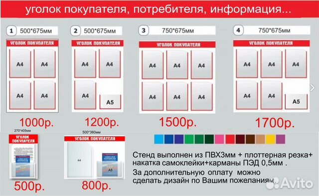 Уголок покупателя, любые стенды, таблички