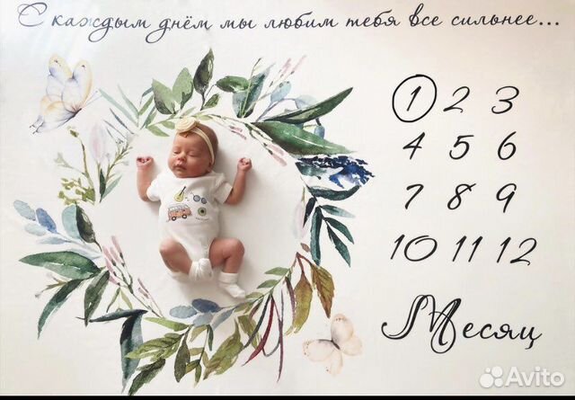 Плед для фото 12 месяцев, детский плед, плед для ф