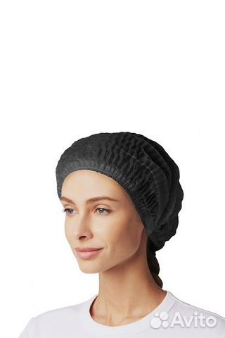 Медицинская шапочка Шарлотта, чёрная, одноразовая