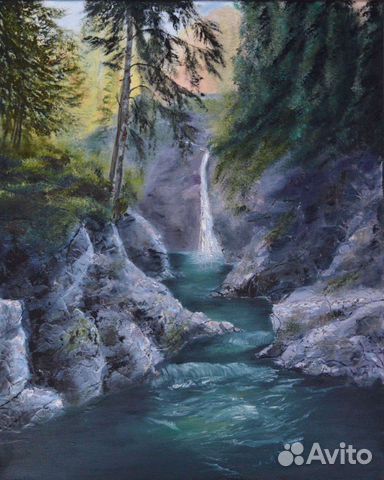 Волшебная картина маслом водопад