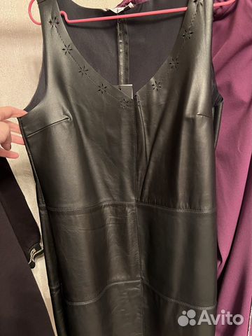 Платье кожаное, кожаный сарафан Италия новое Tenax