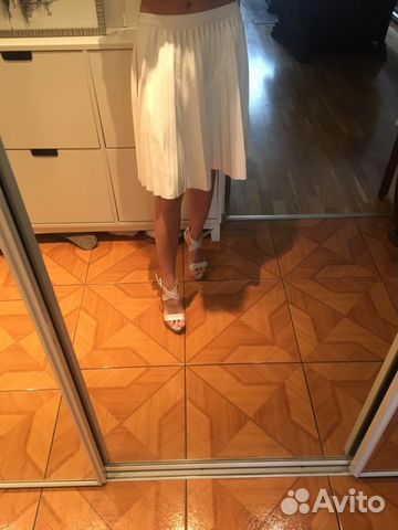 Zara кожаная плиссированная юбка