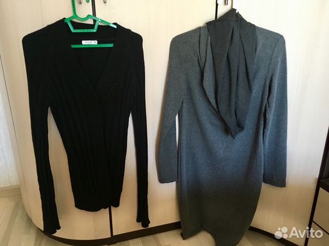 Платье жилетка кофта накидка чёрное серое 44-46 си Платье жилетка кофта накидка чёрное серое 44-46 си
