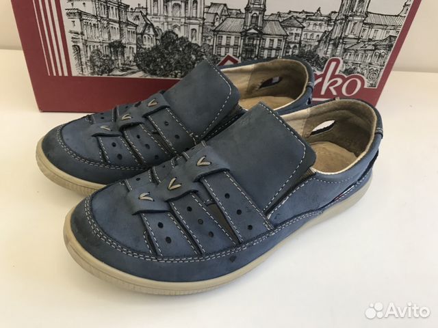 San Marko туфли/мокасины голубые кожа 32/20,5см