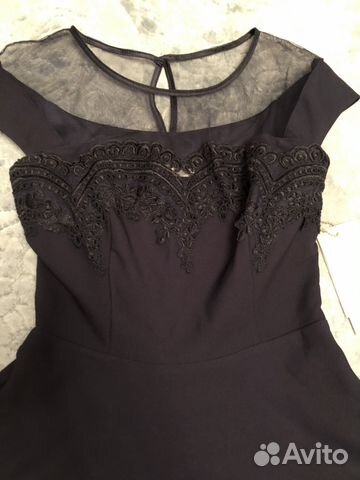 Платье синее с кружевом Платье синее с кружевом