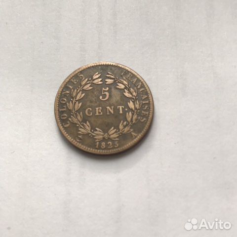 Монета Франции (колонии) 5 сантимов, 1826 год, бро