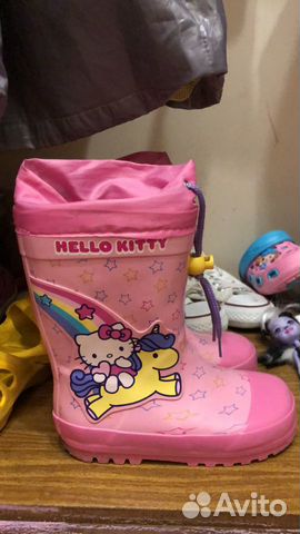 Новые Сапоги резиновые на девочку hello kitty