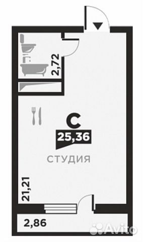 Студия, 25.4 м², 15/16 эт. Студия, 25.4 м², 15/16 эт.
