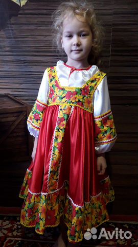 Костюм русско-народный:сарафан+рубашка,5-7л,прокат Костюм русско-народный:сарафан+рубашка,5-7л,прокат