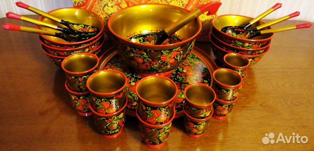 Хохлома набор для окрошки 27 предметов новый