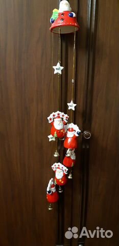 Подвеска новогодняя дед мороз колокольчики звездоч