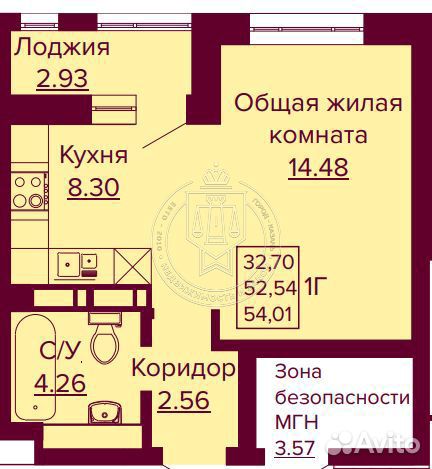 1-к квартира, 31.1 м², 1/12 эт. 1-к квартира, 31.1 м², 1/12 эт.