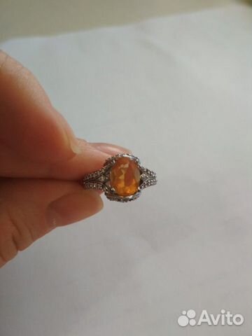 Кольцо серебро с цитрином