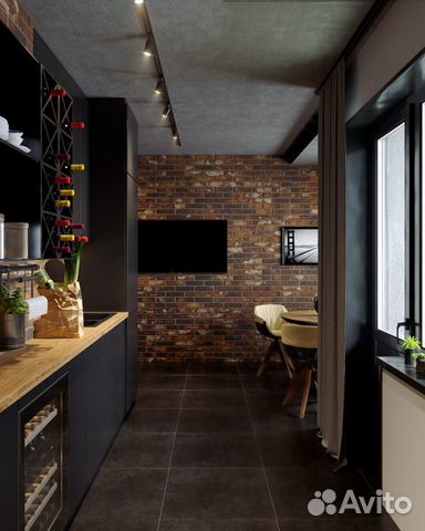 Кухня на заказ «Loft Черный матовый» Кухня на заказ «Loft Черный матовый»