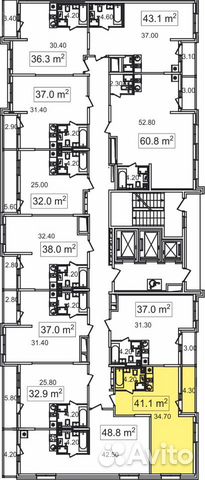 1-к квартира, 41.1 м², 15/26 эт.