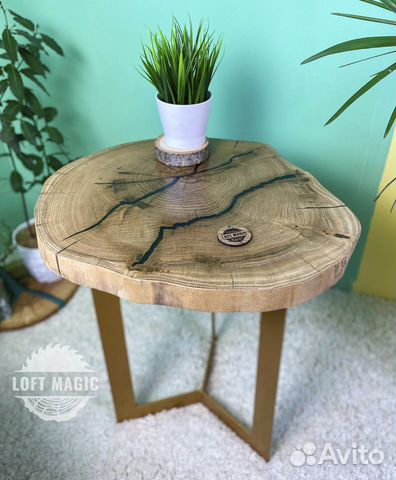 Столик из спила дуба Thunder Epoxy Столик из спила дуба Thunder Epoxy