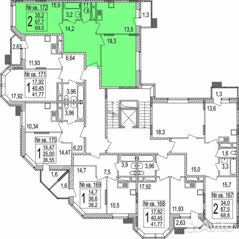 2-к квартира, 69 м², 5/7 эт. 2-к квартира, 69 м², 5/7 эт.