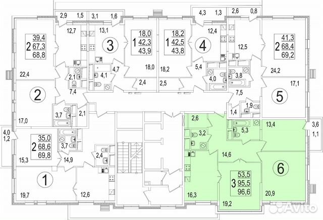 3-к квартира, 97.3 м², 2/14 эт.