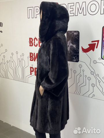 Шуба норковая с капюшоном