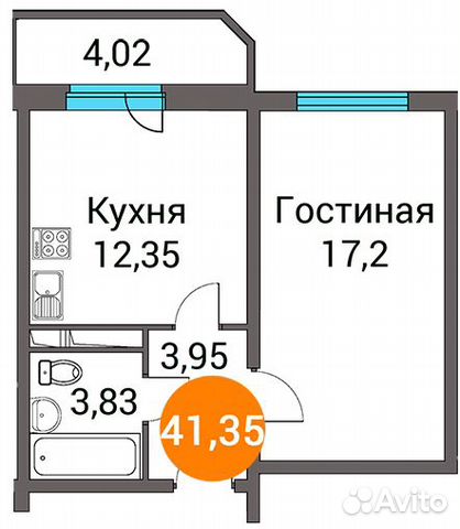 1-к квартира, 41.8 м², 6/14 эт.