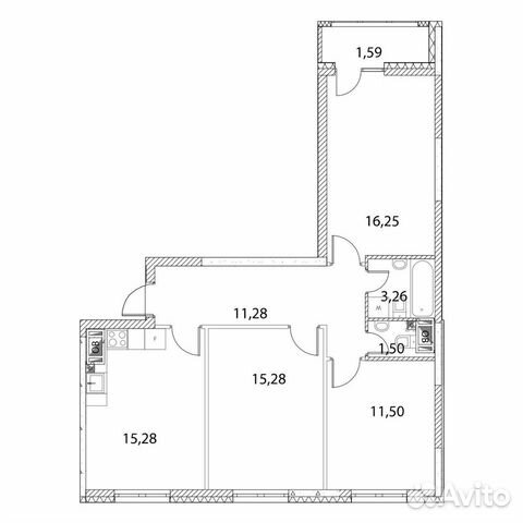 3-к квартира, 75.9 м², 14/19 эт.