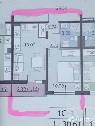 1-к квартира, 30.6 м², 2/13 эт.