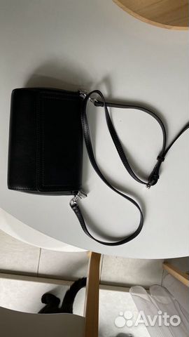 Клатч нат. кожа, чёрный с ремешком кросс боди