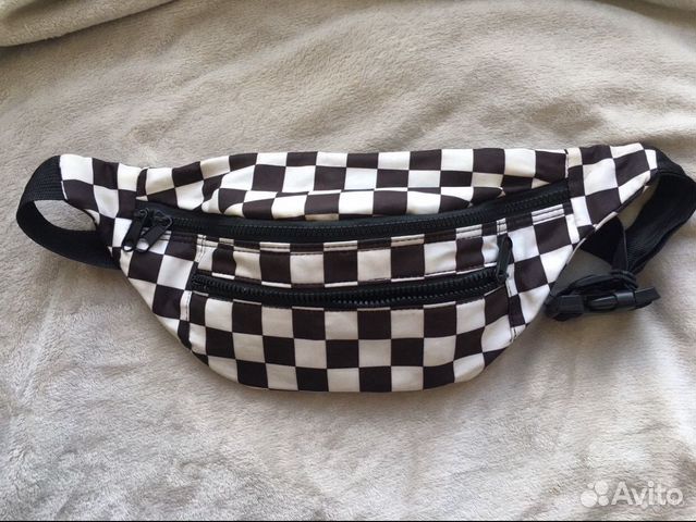Барсетка в шахматную клетку/ сумка на пояс
