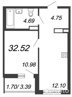 1-к квартира, 32.5 м², 9/15 эт.