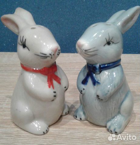 Перечница и солонка Зайцы Кролики фарфор