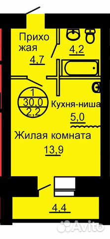 Студия, 31 м², 6/9 эт.