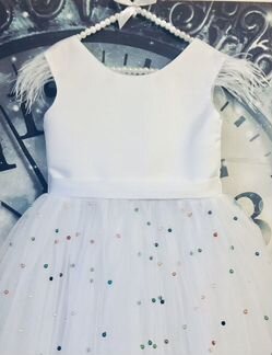 Платье с перьями 110-128 см