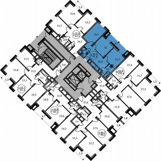 2-к квартира, 61.4 м², 3/17 эт.