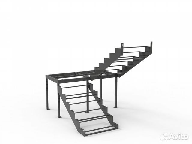 П-образная лестница на листовых косоурах 8 мм лк-4