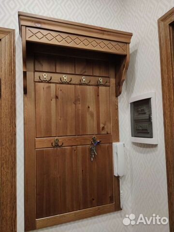 Вешалка в прихожую с тумбой, массив