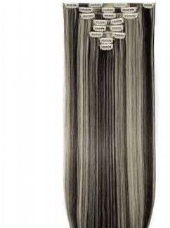 Волосы мелирование 65-70 см чёрно-белые