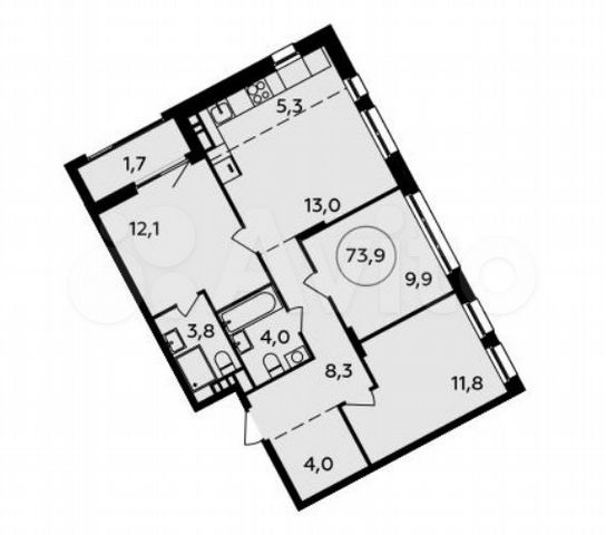 4-к. квартира, 73,9 м², 5/17 эт.