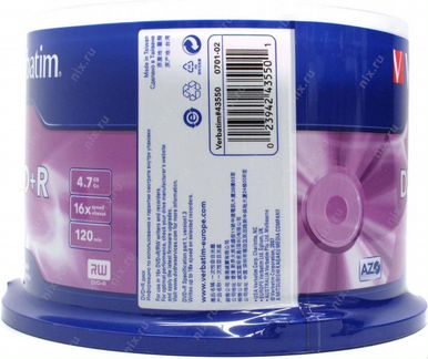 Диск DVD+R Verbatim 43550 4,7GB