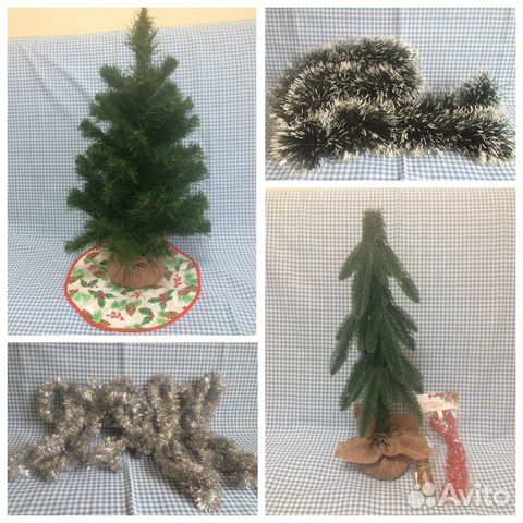 Елки настольные, мишура