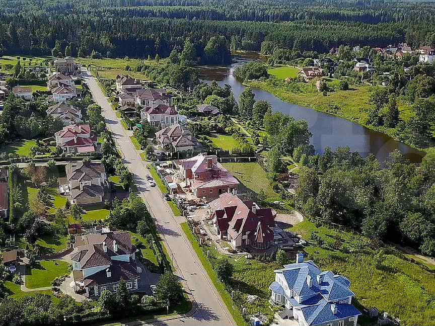 Поселок Подмосковье сверху. Загородный дом с воздуха. Пестовская Рублевка.