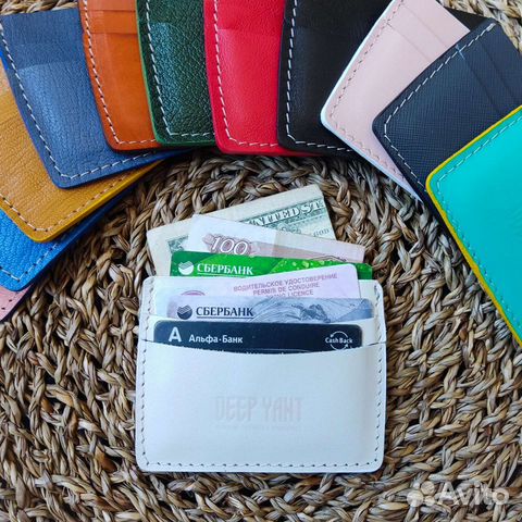 Кошелек картхолдер компактный кожаный