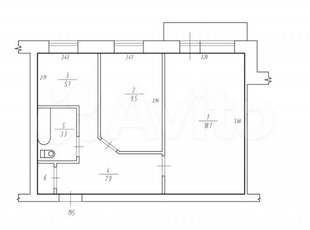 2-к. квартира, 44,7 м², 4/9 эт.