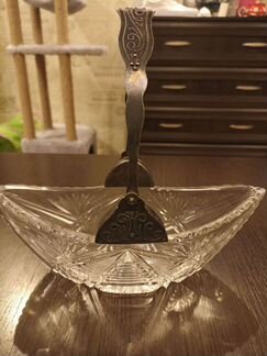 Конфетница хрусталь СССР мельхиор клеймо