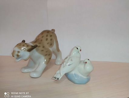 Статуэтки Рысь Голуби Полонский завод СССР