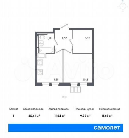 1-к. квартира, 35,4 м², 10/12 эт.