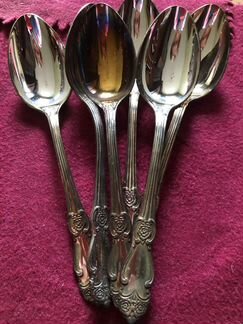 Ложки Роза посеребренные и чайные мельхиор СССР